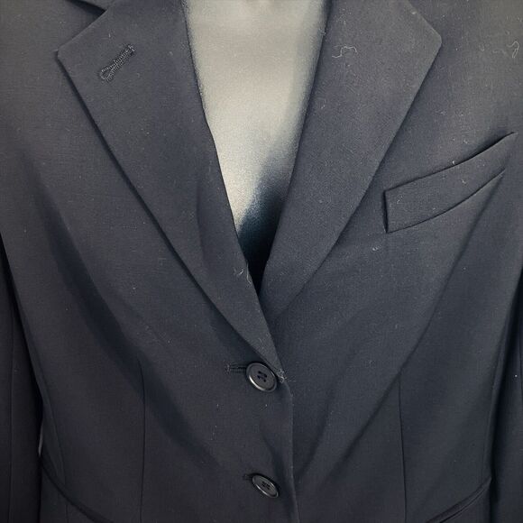 Talbots Black Wool Blend Stretch Blazer Size 8 3-Button Preppy Notch Lapel - Picture 4 of 8